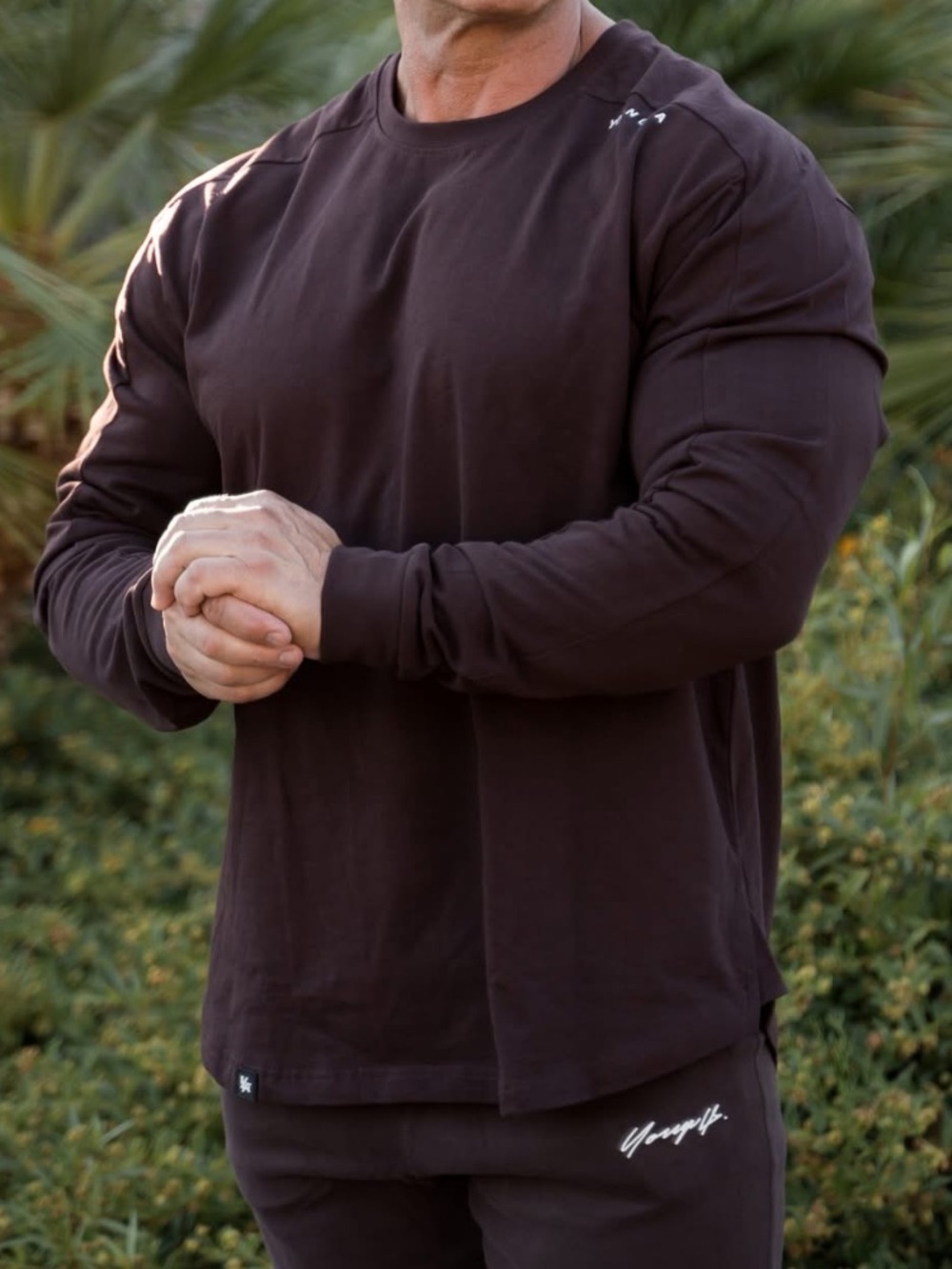 YoungLA Charcoal Long Sleeve Crewneck Tee Size Large Men’s